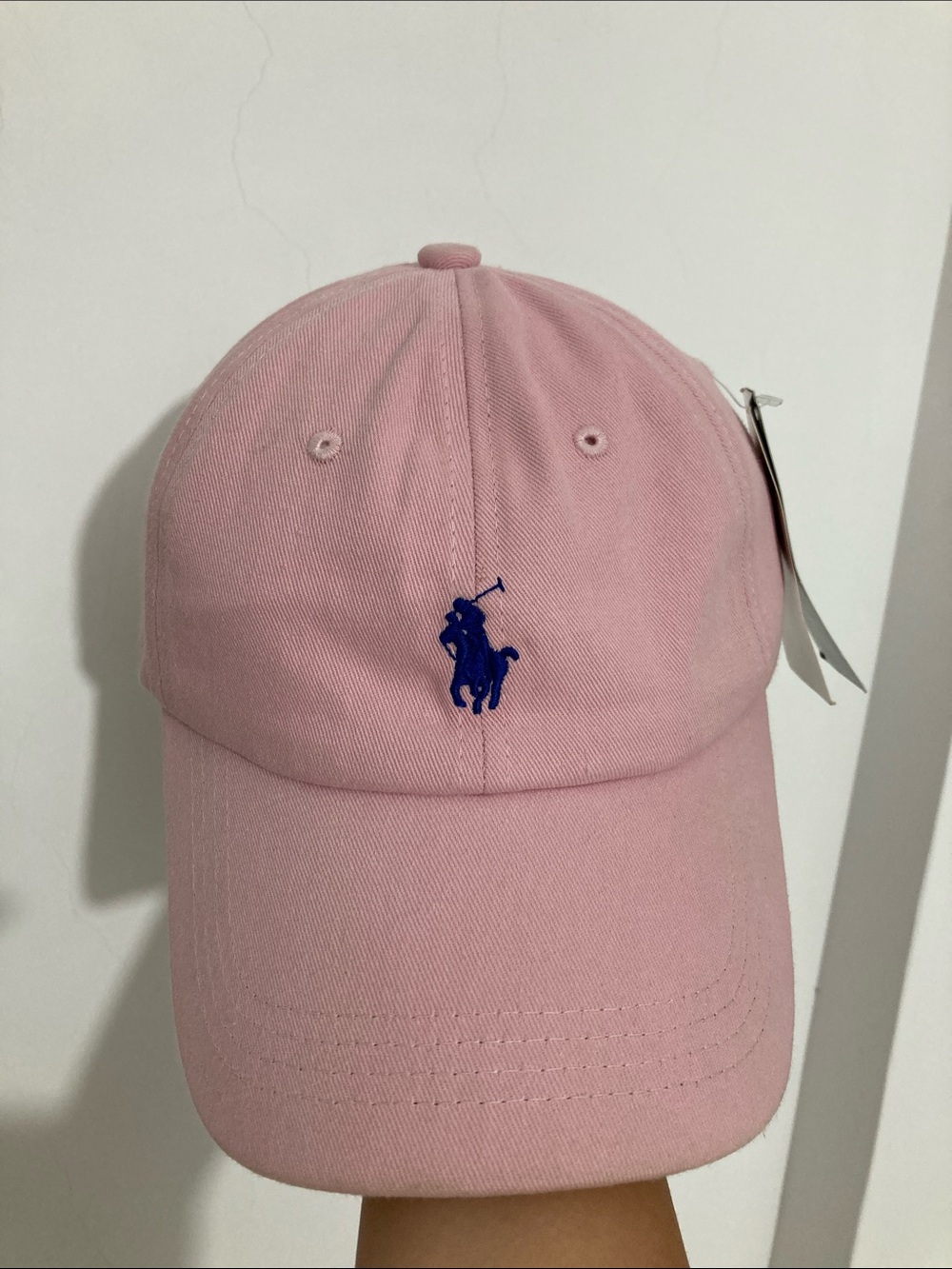 Louis Raphael Pink Baseball Cap with Blue Polo Logo